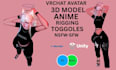 create custom vrchat avatar with unity rigging optimization, furry avatar