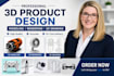 do 3d product design rendering and modeling 3d cad design, 3d product animation