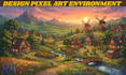 create pixel art background and environment, scenes animation your game project