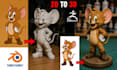 convert 2d to 3d model image, picture to printable 3d character 3d figure model