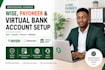 assist with llc business wise, payoneer and virtual bank account setup