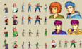 design pixel art character 8 bit, 16 bit, 32 bit, sprite sheet pixel animation