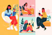 create an vector flat illustration people corporate art