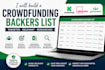 build targeted backers list for your indiegogo and gofundme