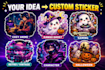 create custom sticker designs and cute sticker illustrations