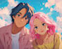 design a romantic couple in anime style
