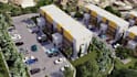 remodel hillside residential development, terraced apartment blocks, layout plan