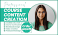 do online course content, training manual, curriculum, elearning video creation