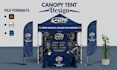 do canopy tent design, feather flag and table cover