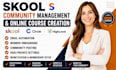 setup skool community, skool setup and course creation