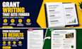 write a business plan, grant proposal, and research