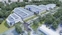 create military equipment storage, warehouse system design, site plan rendering