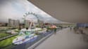 develop 3d kids carousel area,amusement park render,3d playground,rv park design