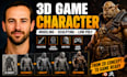 do 3d game character, 3d character modeling, 3d sculpting and low poly 3d model