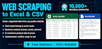 scrape website data to excel,and data extraction