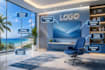 design custom zoom virtual backgrounds and office mockups