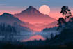 illustrate beautiful flat landscape illustration art