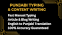 do professional punjabi typing and content writing