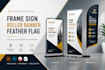 roller banner, feather flag and a frame sign