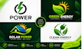 create clean solar panel power and green energy logo design