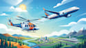 draw helicopter, airplane, aircraft, into a vector