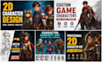 create detailed 2d character design, game characters and concept art