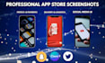 modern app store screenshots and play store feature graphic