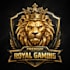 royal gaming logo with golden crown and fire effect