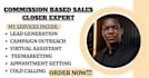 be commission based sales closer sales representative virtual assistant
