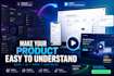 create saas explainer video, software demo or app promo UI