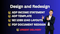 design stubs, w2, 1099 and 1040 document templates layout