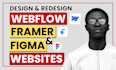 do webflow website design, figma to webflow, webflow to framer, and landing page