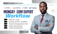 setup monday com boards, automation, CRM, trello slack asana virtual assistant
