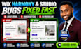 fix wix harmony ai bugs, studio layout and responsive errors