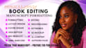 book editing and formatting, manuscript formatting and developmental book editor