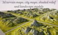 build 3d map terrain map, city map, shaded relief, landscape model, world map