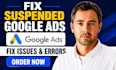 fix suspended google ads account, suspension and restricted ads