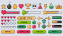 create pixel art game ui, hud icon, ui icon, pixel hud, game asset