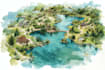 illustrate custom digital watercolor site map