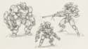 draw mecha helmet, weapon, armor concept