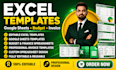 design editable excel, google sheets, budget spreadsheet and invoice templates