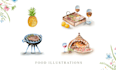 create custom watercolor food and drink clipart for menu