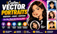draw vector portrait  webtoons anime illustration webtoon portrait drawing