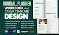 design digital journal, planners, printable journal and canva journal template
