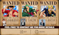 draw custom one piece wanted poster character illustration