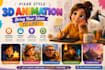 create a pixar inspired 3d character animation