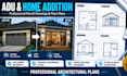 create aud garage conversion and home addition, sunroom, permit drawing