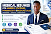 edit medical resumes for nurses, doctors, pharmacy