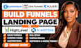 build course landing page in system io, clickfunnel, kajabi, gohighlevel, kartra