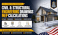 civil structural engineering drawing mep calculation california texas florida